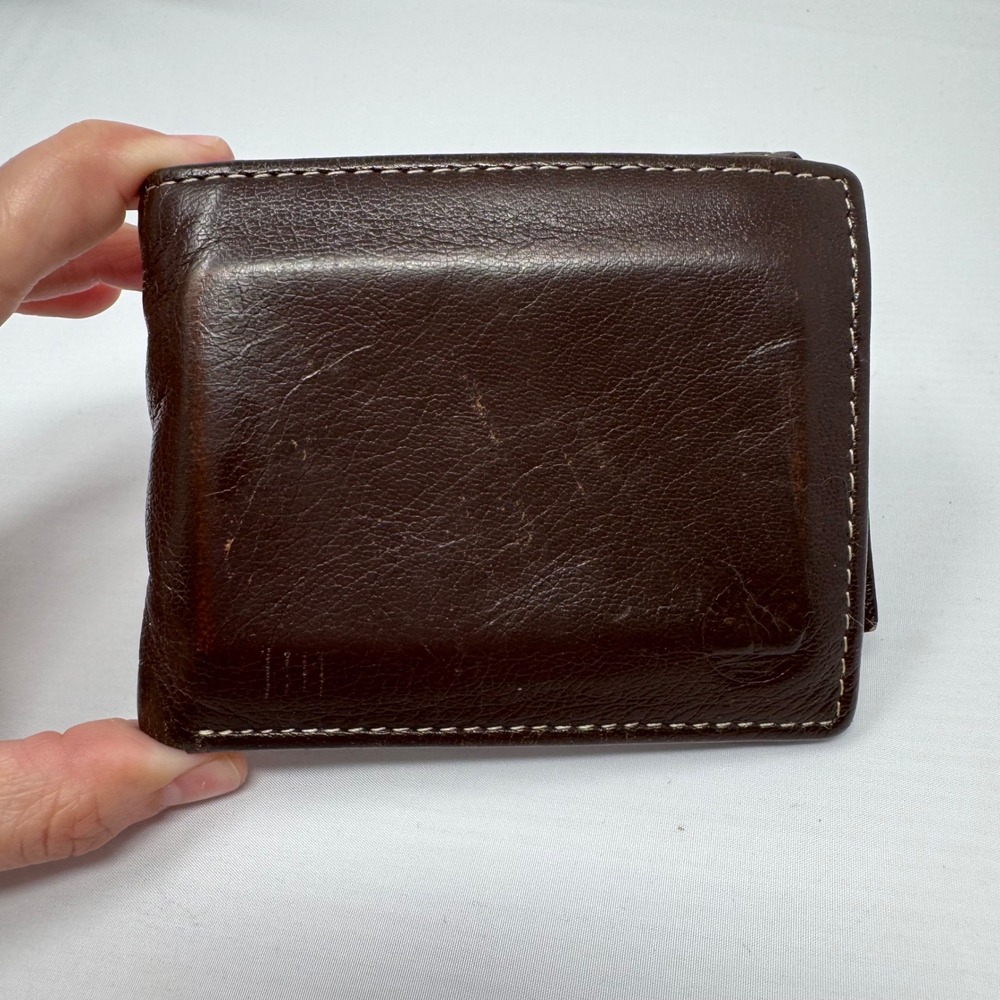 Timberland Blix Passcase Wallet Genuine Leather Wallet Brown Bifold Flip up ID